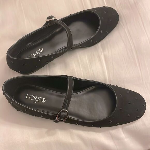J. CREW RHINESTONE MARY JANE FLATS. NEW IN BOX - Picture 2 of 7